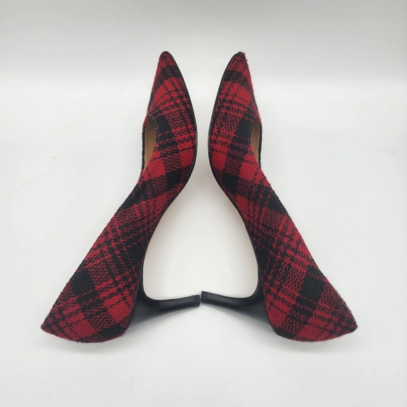 Talbots Red Black Tartan Plaid Wool Heels Size 7 - Picture 6 of 9